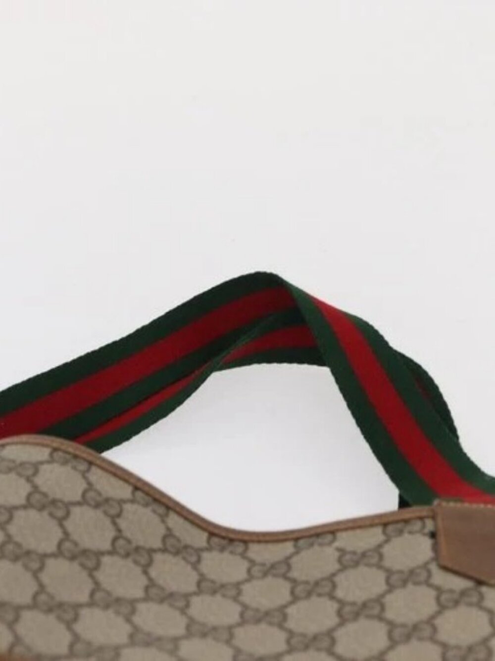 GUCCI GG Supreme Web Sherry Line Bag PVC Beige Gold Red 002 904 0222 Auth 166624 - Picture 8 of 15